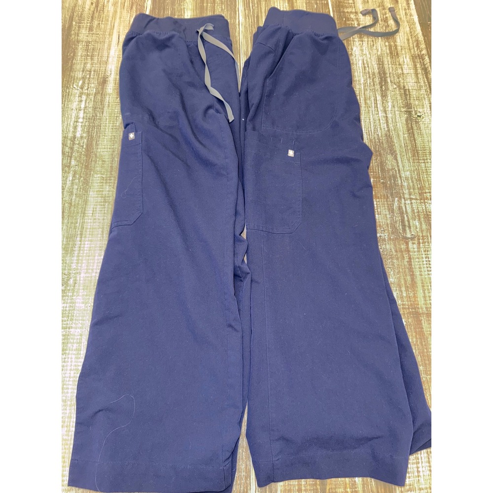 FIGS Technical Collection Navy Blue Cargo Scrub Pants Large Petite L/P lot of 2